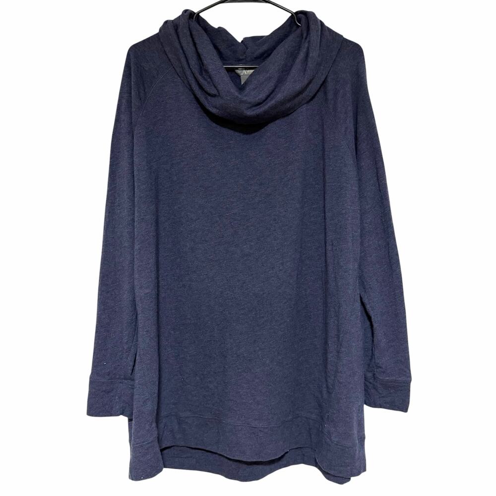 NATURAL REFLECTIONS Cowl Neck Pullover Sweater Size 1X Lightweight Navy Blue